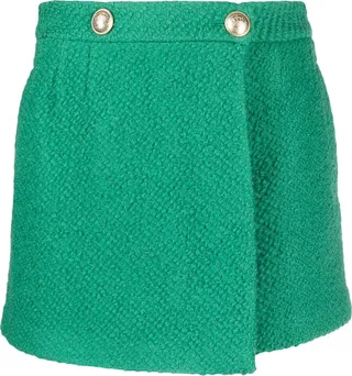 Wrap-Front Textured Shorts