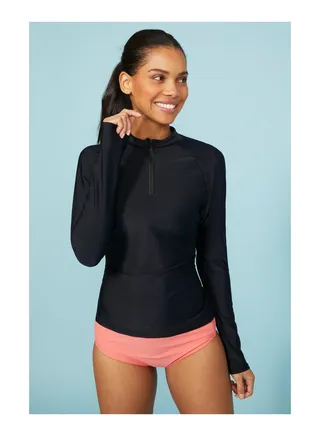 Long Sleeve Zip Front Rash Guard 