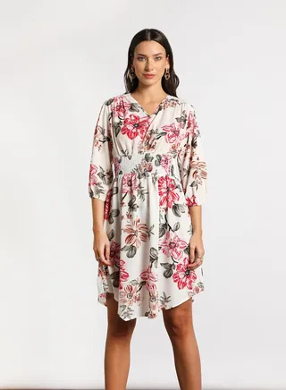 Women's Casual V-Neck Floral Print Long Sleeve Maxi Dress 1-Asprint 