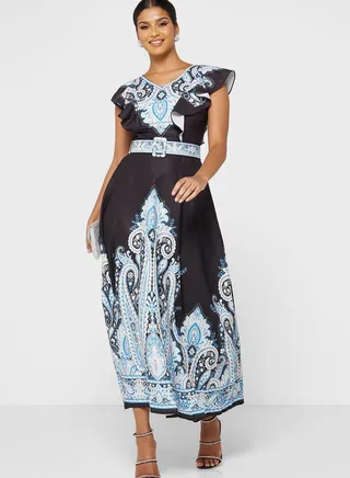 Printed A-Line Dress 
