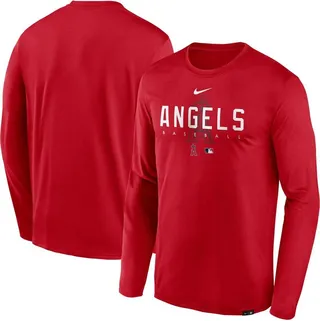 Men's Nike Red Los Angeles Angels Authentic Collection Team Logo Legend Performance Long Sleeve T-shirt
