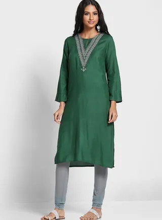 Keyhole Embroidered Kurti 