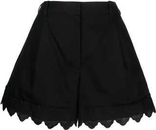 Scalloped-Trim Cotton Shorts