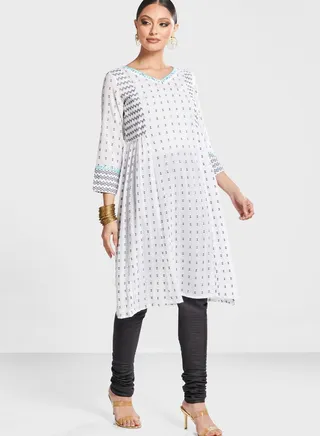 V-Neck Printed Kurti 