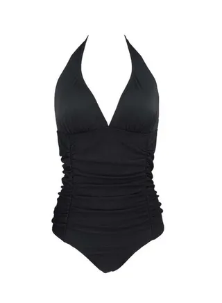 Solid Design Swimsuit Black 
