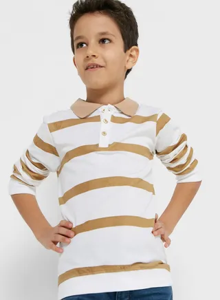 Striped Full Sleeves Polo For Boys