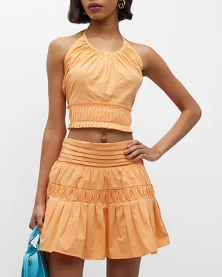 Charlie Pleated Halter Crop Top