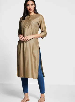 Silk Pintuck Long Kurta 