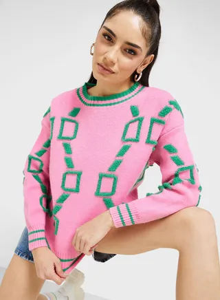Block Print Intarsia Sweater