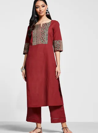 Cotton Embroidered Kurta 