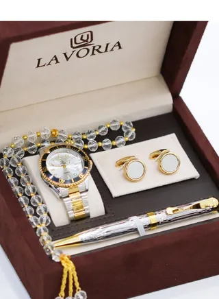 Laforea watch gift set for men consisting of 4 pieces, a rosary watch, a pen and a set of buttons 