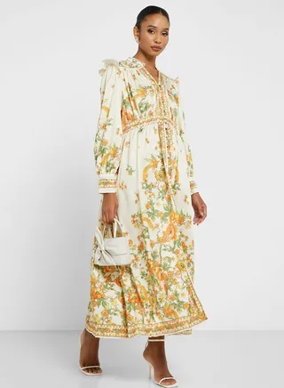 V Neck Printed Dress 