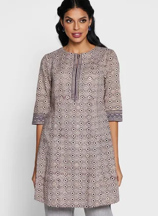 Cotton Printed Mid-Length Kurti 