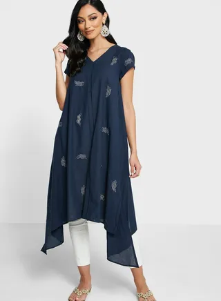 Cotton Lambadi Slim Fit Knee Length Kurta 