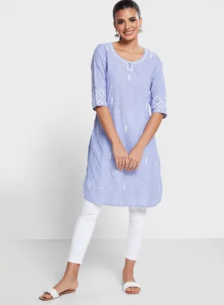 Embroidery Detail Side Slit Kurti 