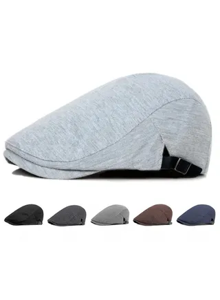 Men's Flat Cap Newsboy Irish Hat - Driving Cabbie Hunting Cap, Adjustable, Breathable 