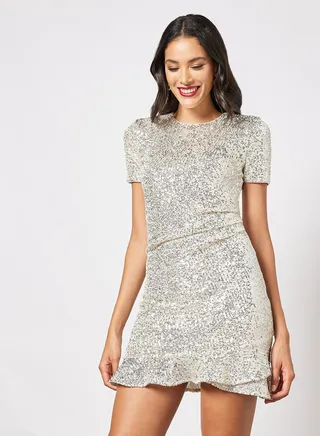 Delora Sequin Dress Silver 