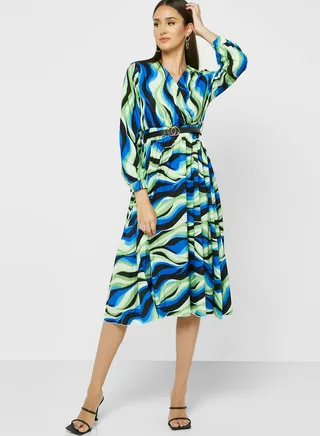 Printed A-Line Dress 