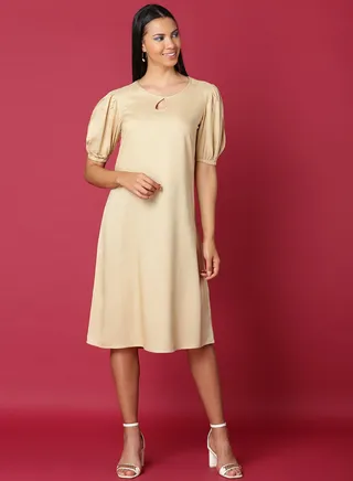 Fashionable Casual Dress Beige 