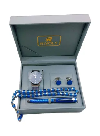 men Stainless Steel Analog Watch Gift Set 