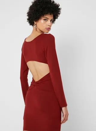 Back Cut-Out Bodycon Dress 