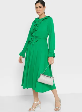 Ruffle Neck Detail Dress