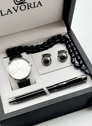 Laforea watch gift set for men consisting of 4 pieces, a rosary watch, a pen and a set of buttons 