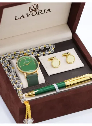 Laforea watch gift set for men consisting of 4 pieces, a rosary watch, a pen and a set of buttons 