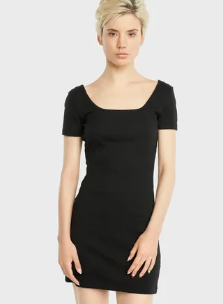 Classics Square Neck Ribbed Dress 