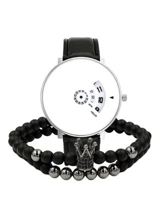 Men's 3-Piece Pointer Display Analog Watch With Bracelet Set NNSB03702711 