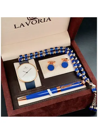 Laforea watch gift set for men consisting of 4 pieces, a rosary watch, a pen and a set of buttons 