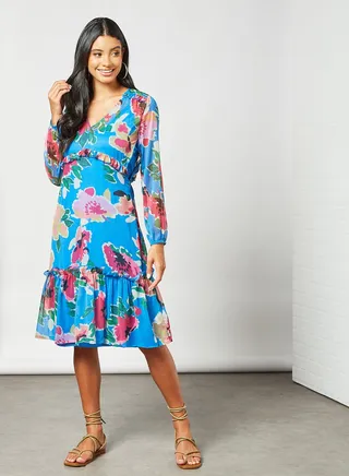 Floral Print Blouse Blue 