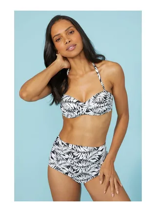 Mono Palm Printed Twist Front Bandeau 