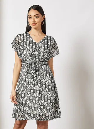 Casual Stylish Wrap Dress Mini With A Belt Light Black 