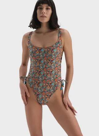 High Leg Printed Swimsuit 