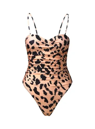 Leopard Pattern One Piece Swimsuit Pink/Black 