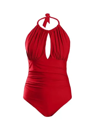 Solid Tie-Up Swimsuit Red 
