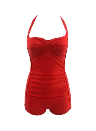 Solid Design Swimwear Red 