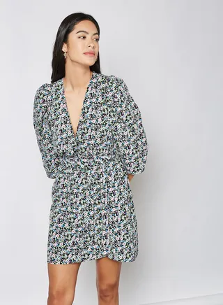 Floral Belted Dress Black Rocky Ditsy 