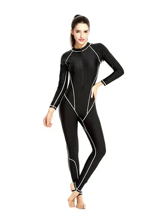 Front Zipper Solid One Piece Tankini Black 