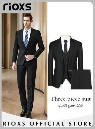 Men's 3 Pieces Formal Blazer Suit One Button Slimming Blazer Jacket & Long Blazer Pants & Four Buttons Vest for Business Wedding Prom Dinner 