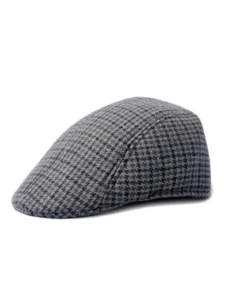Flat Herringbone Country Peak Cap Dark Grey 