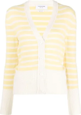 striped V-neck cardigan