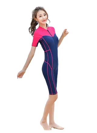 Short Sleeve Swimwear One Piece Blue/Pink 