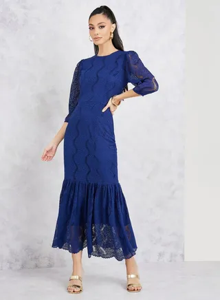 Lace Detail Mermaid Midi Dress