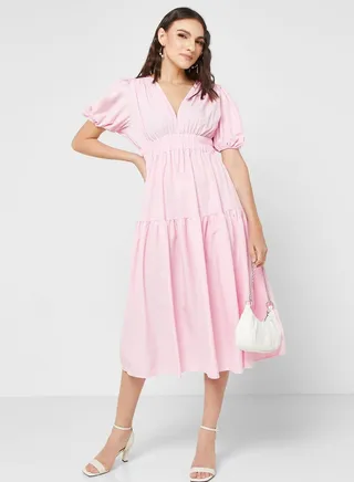 Puff Sleeve Tiered Dress 