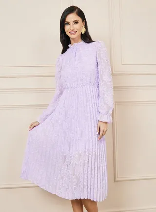 Tassel Texture Pleated Detail A-Line Midi Dress 