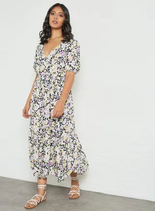 Floral Print Midi Dress Multicolour 