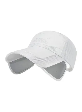 Letter Embroidery Retractable Visor Wide Brim Cap White 