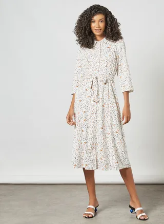 Tie-Up Printed Dress Birch/Oravintag 